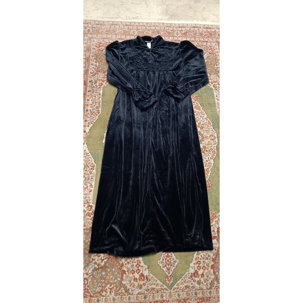 Vintage Amanda Stewart Black Velour Winter House Dress Size 1X